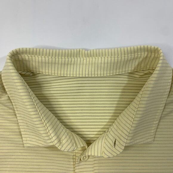 Lululemon Polo Shirt Mens L Large SLIM Fit Pale Yellow Gray Striped Short Sleeve - Picture 4 of 10